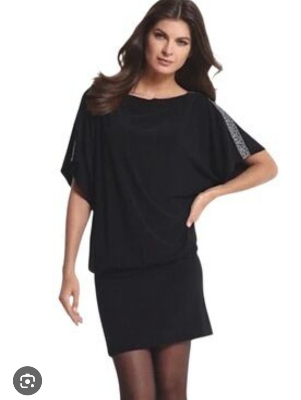 White House Black‎ Market Blouson Short Cocktail Dress Womens S Beaded Shoulders